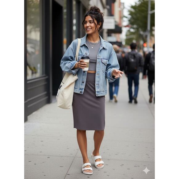 Athleta Charcoal Transcend Pencil Skirt - Picture 1 of 9